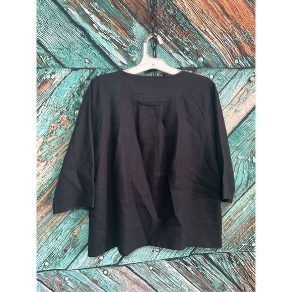 Sherry Taylor Linen Blend Blazer Jacket Size M Black 🍒🌿 - Picture 9 of 14